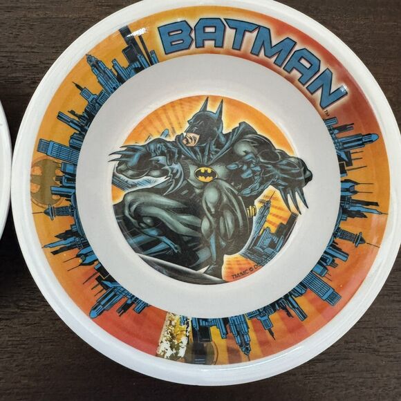BATMAN Set of TWO Bowls Trudeau Dinnerware 5.5" Melamine DC Comics Children Kids - Picture 3 of 13